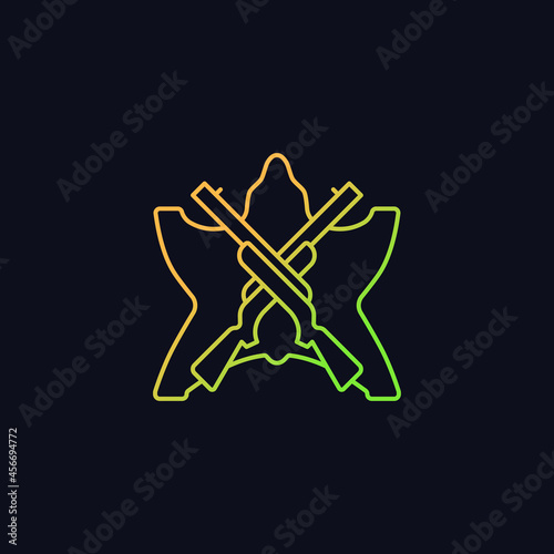 Hunting trophy gradient vector icon for dark theme. Pursue and kill wild animals with big antlers and horns. Thin line color symbol. Modern style pictogram. Vector isolated outline drawing