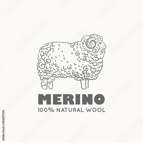 Merino natural wool vector sign