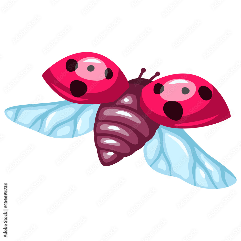 Illustration of colorful beautiful ladybug. Stylized insect.
