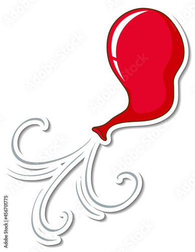 Red balloon without air on white background