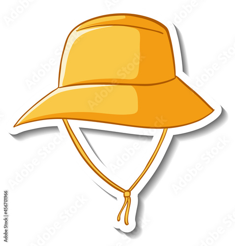 A sticker template with a yellow bucket hat isolated