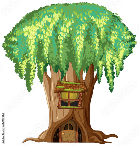 Fantasy huge tree on white background