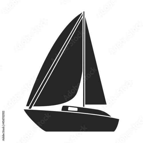 Fototapeta Naklejka Na Ścianę i Meble -  Sail yacht vector icon.Black vector icon isolated on white background sail yacht.