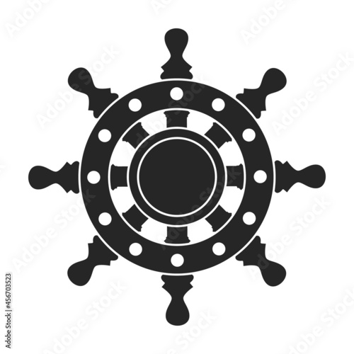 Ship wheel black vector of icon.Black vector icon helm of ship. Isolated illustration of wheel boat on white background.