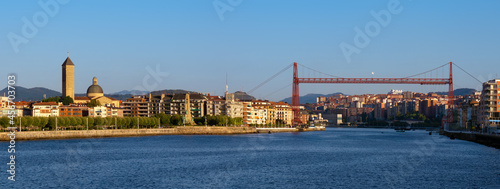 Panorama of Getxo and hanging bridge