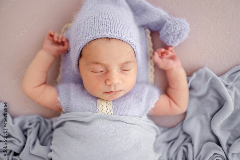 Newborn girl studio portrait