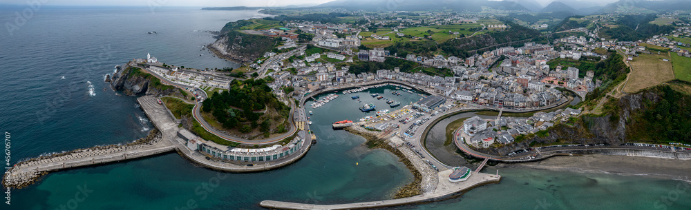 
aerial view of the spectacular town of Luarca, Asturias. Spain