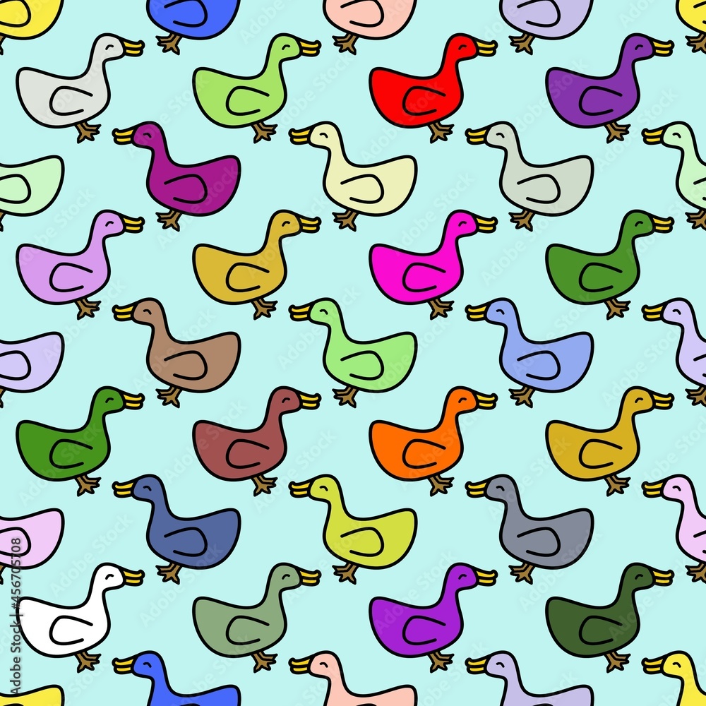 seamless pattern of colorful duck cartoon