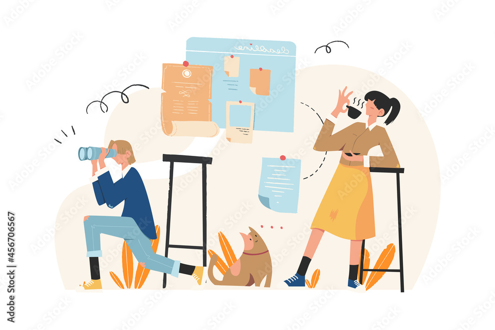Boy and girl collaboration searching and learning virtual business data Boy and girl collaboration searching and learning virtual business data