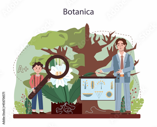 Biology concept. Students exploring nature and living organism