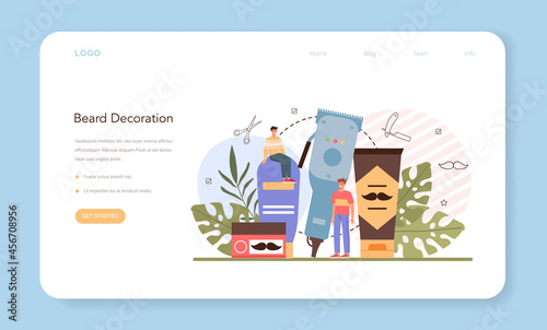 Barber web banner or landing page. Men' beard treatment and styling