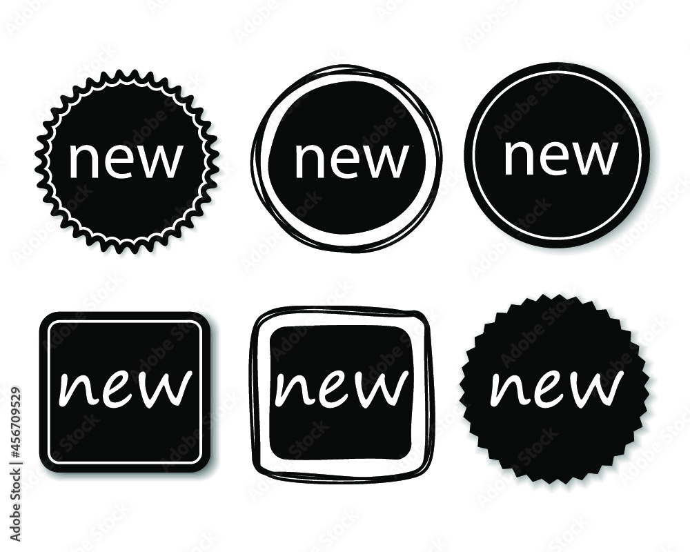 New Black sticker set isolated on a white background New Black sticker set isolated on a white background