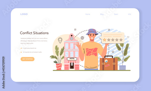 Tour agent web banner or landing page. Vacation organization agency