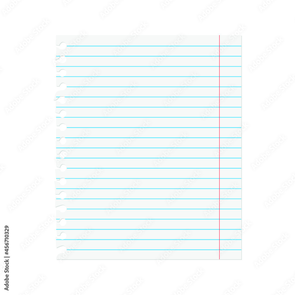 Notebook paper isolated on a white background Notebook paper isolated on a white background