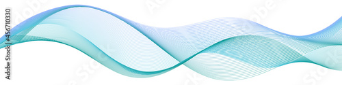 Wave swirl swoosh blue teal color flow Sea water wave air wind dynamic undulate curve line.Smooth swirl design vapor soundwave isolated on white background Transparent veil texture Vector illustration