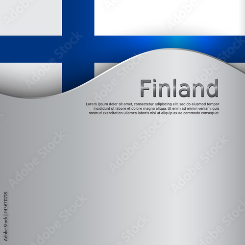 Finland flag background. Finland flag on a metal background. National poster design. State finnish patriotic banner, flyer. Business booklet. Paper cut style. Vector illustration