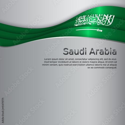 Abstract waving saudi arabia flag. Creative metal background for the design of patriotic holiday cards. National poster. Cover, banner in national colors of saudi arabia. Paper cut. Vector