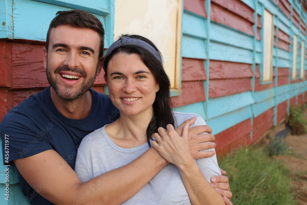 Fototapeta premium Gorgeous young couple portrait with copy space