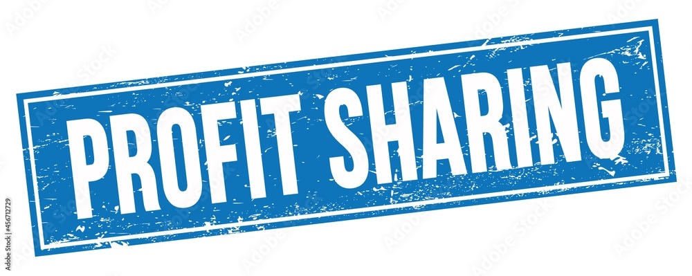PROFIT SHARING text on blue grungy rectangle stamp.