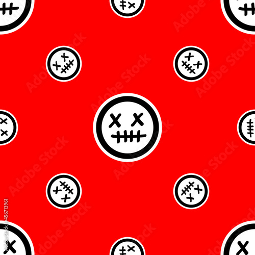 Pattern with dead face emojis on red background