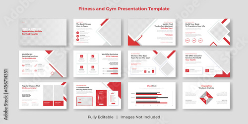 Fitness gym PowerPoint presentation slide template set design