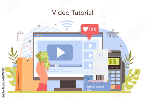 Commercial activities process online service or platform. Moderm payment