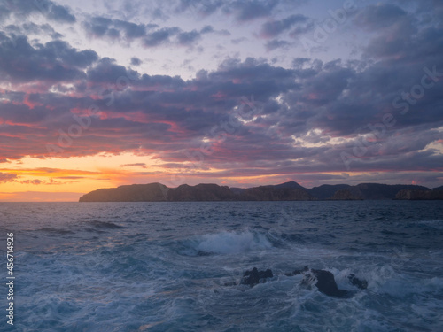 sunrise and sunset on the Malgrats islands off Santa POnsa, Calvia, Mallorca, Spain photo