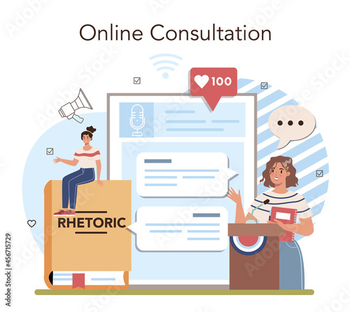 Rhetoric school class online service or platform. Students training public