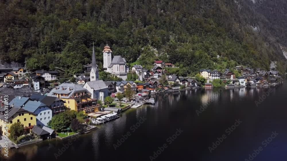 Aerial of Hallstatt, Salzkammergut, Upper Austria Aerial of Hallstatt, Salzkammergut, Upper Austria