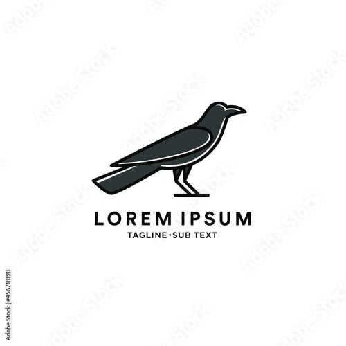 Outline crow raven vector suitable for logo and illustration