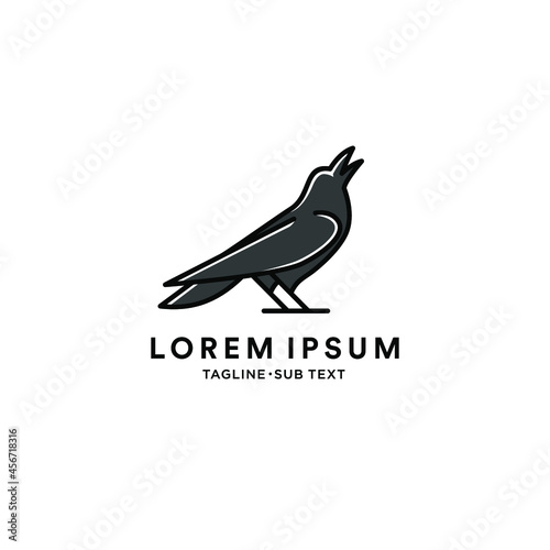 Outline crow raven vector suitable for logo and illustration