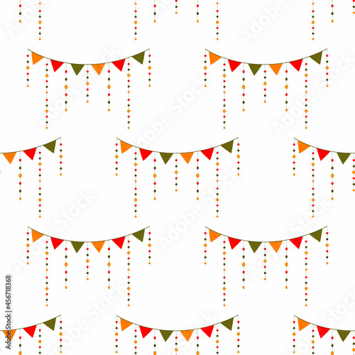 Seamless pattern with colorful christmas garland on white background. Eps 10.