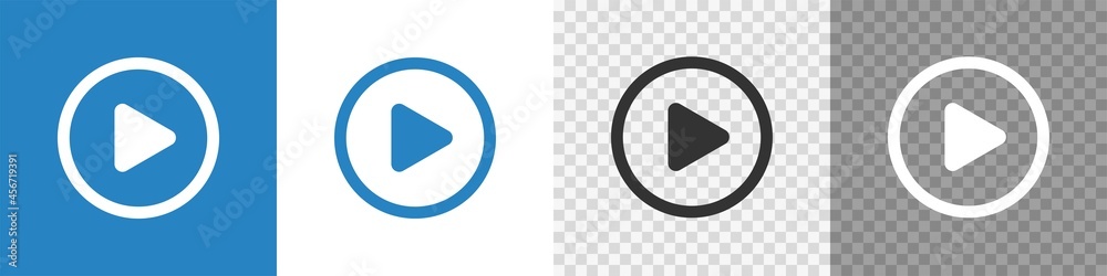 Video play button set icon. Flat vector Video play button set icon. Flat vector