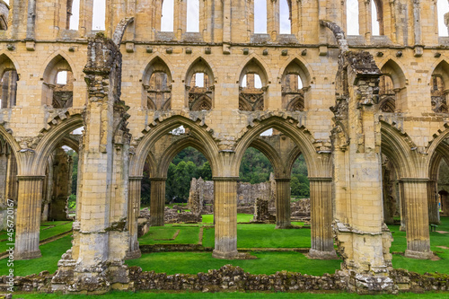 Ruins of Rievaulx Abbey, a Cistercian abbey in Rievaulx  near Helmsley in the North York Moors National Park, England. © Debu55y