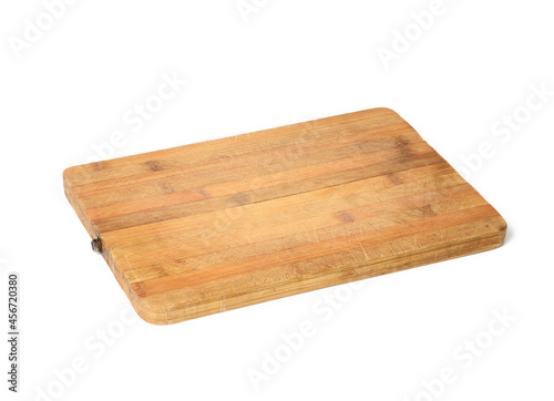 empty rectangular wooden cutting kitchen board isolated on white background