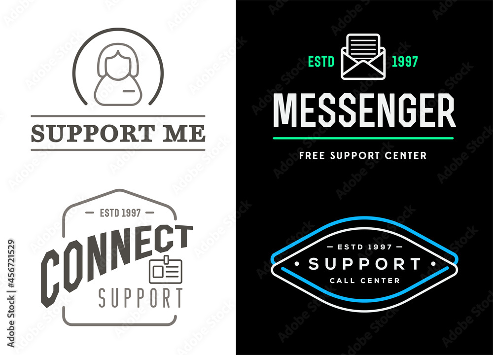 Set of Support Contact Center Service Elements and Assistance Support can be used as Logo or Icon.