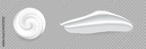 Set of realistic cosmetic cream smears. White creamy drop. Skincare cream product. Medical Ointment.