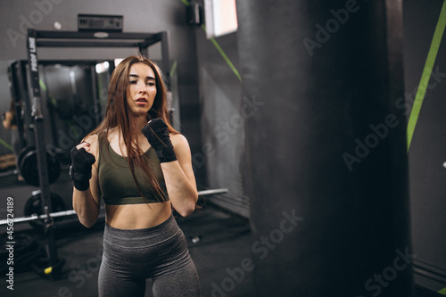 Girl at gym boxing