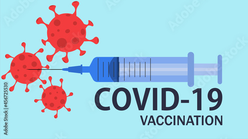 Covid-19 vacctination banner. Population protection medical concept. Vector illustration