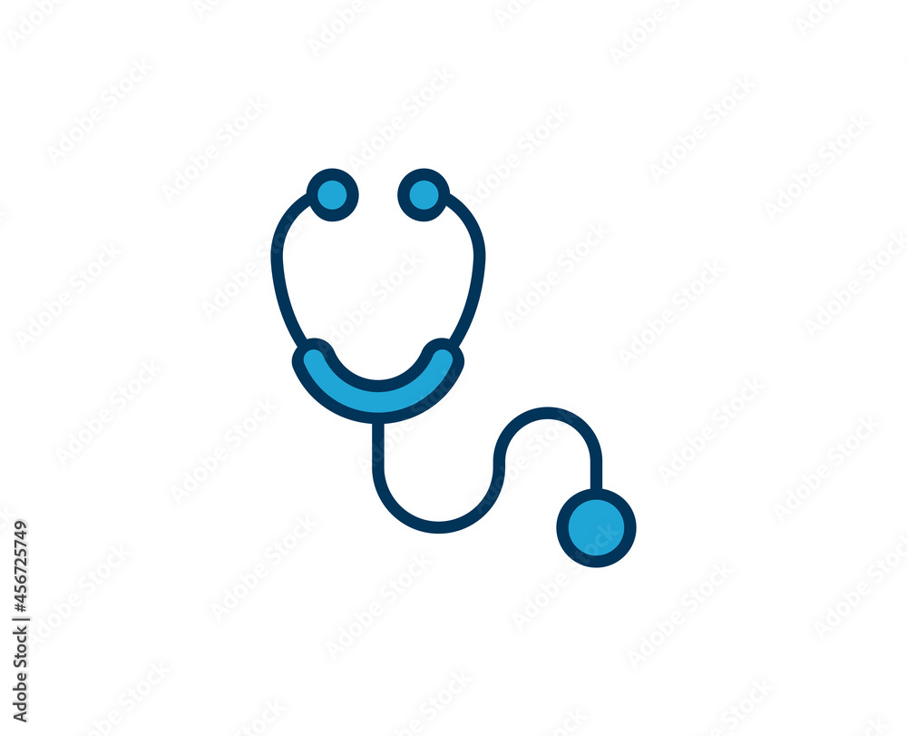 Stethoscope flat icon. Thin line signs for design logo, visit card, etc. Single high-quality outline symbol for web design or mobile app. Medical outline pictogram.