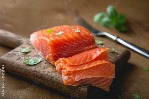 Принти на полотні A piece of smoked salmon, cut into thin slices