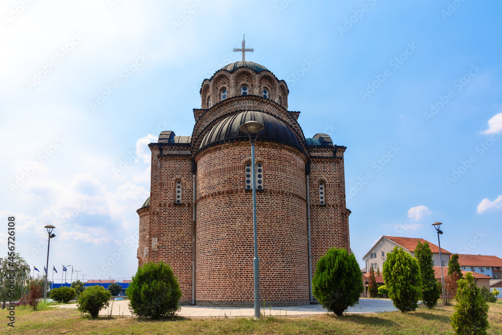 Belgrade, Serbia July 24, 2021: Orthodox Church of St. Luke the Apostle (Crkva Svetog Luke: serbian) in the municipality Krnjaca, Belgrade.