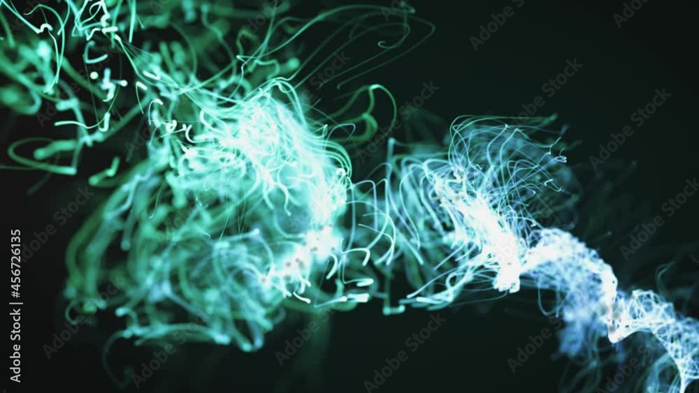 Abstract Fluid Particles Graphic Intro Background/ 4k animation of an abstract fluid particles background graphic design intro with light flare fading in