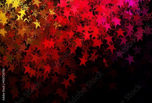 Dark Pink, Yellow vector texture with colored snowflakes, stars.