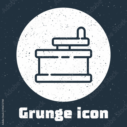 Grunge line Manual grinder icon isolated on grey background. Monochrome vintage drawing. Vector Illustration