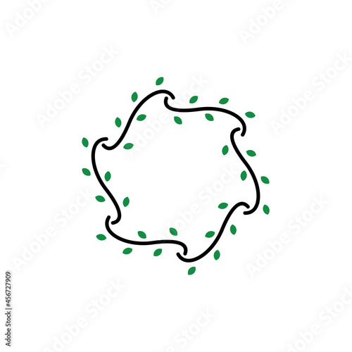 frame nature logo template vector with flat black and green color style