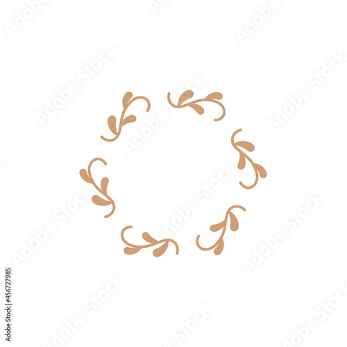 frame leaf logo vector with flat brown color style