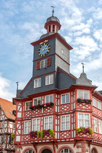 Historisches Rathaus auf dem Marktplatz in der Altstadt von Heppenheim (Bergstraße)