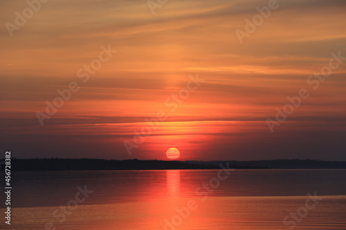 red sunset on lake © Pavlo Klymenko