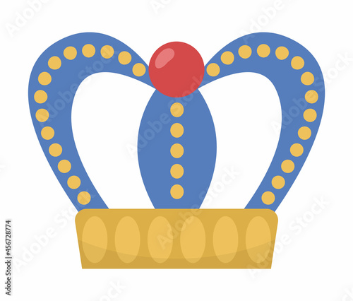 Fairy tale crown isolated on white background. Vector fantasy king or queen accessory. Sovereign authority symbol. Medieval fairytale royal jewelry icon. Cartoon magic object.